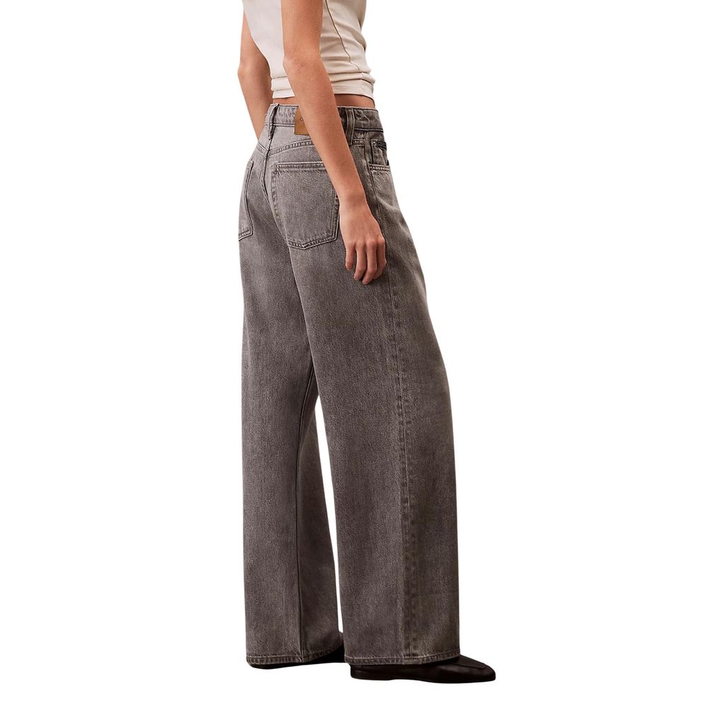 Gray Cotton Boyfriend Jeans