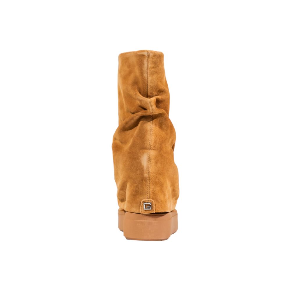 Beige Suede Leather Ankle Boots