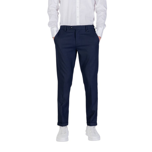 Blue Polyester Skinny Pants