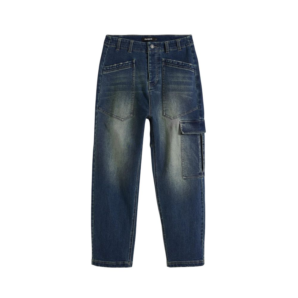 Blue Cotton Boyfriend Jeans