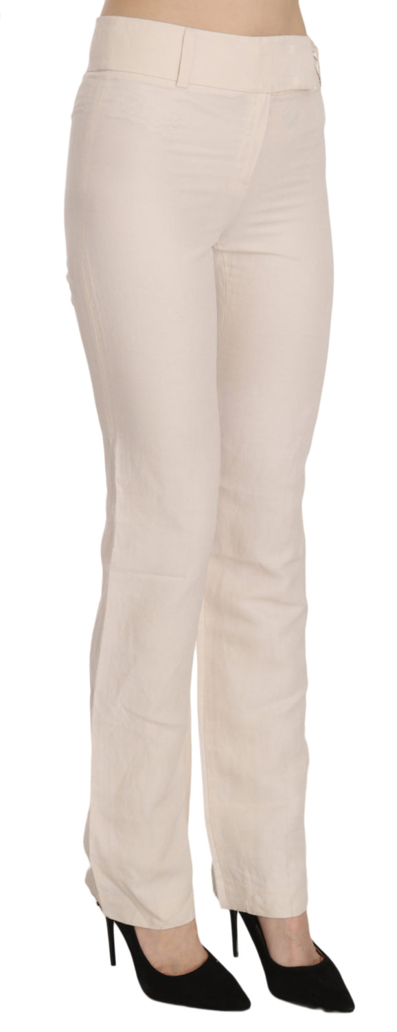 Elevated White High Waist Flared Trousers