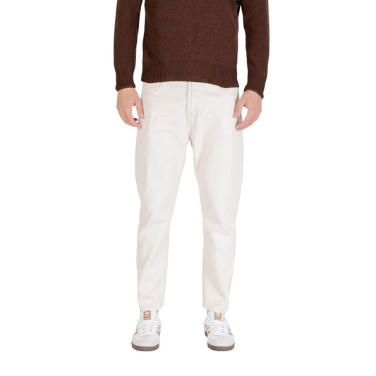 Cream Cotton Relaxed Fit Jeans