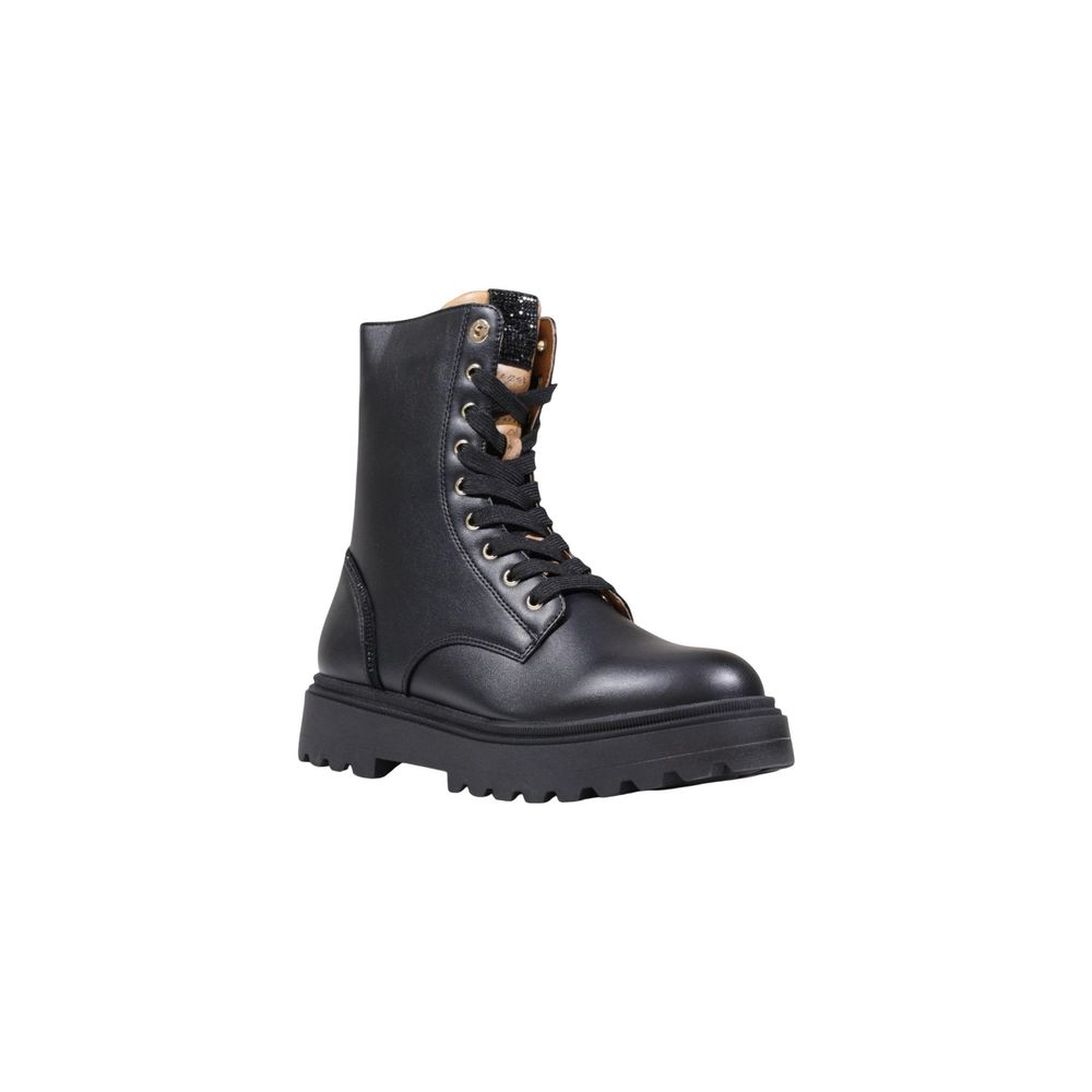 Black Polyethylene Lace-Up Boots