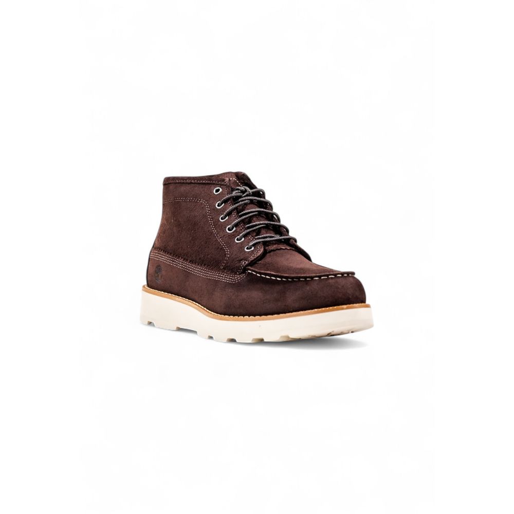 Brown Leather Lace-Up Boots