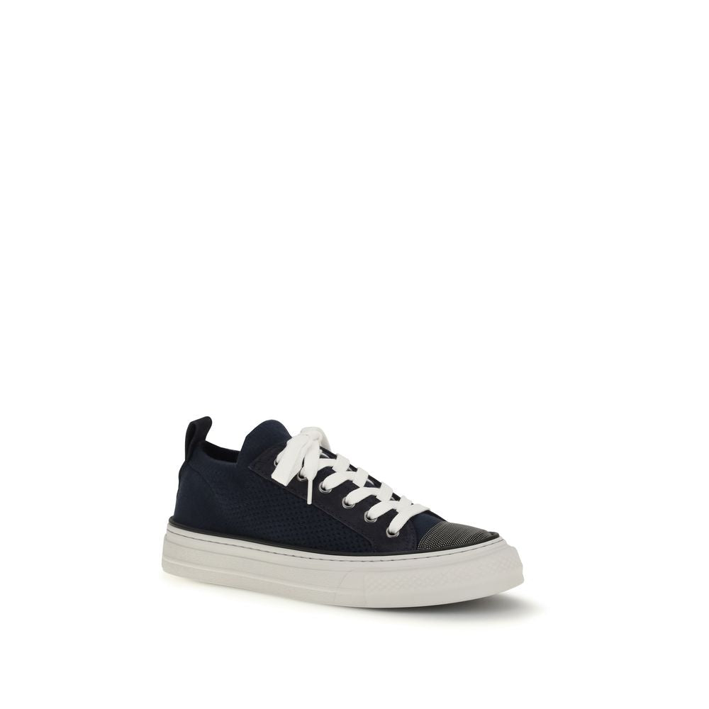Blue Cotton Low Top Sneakers