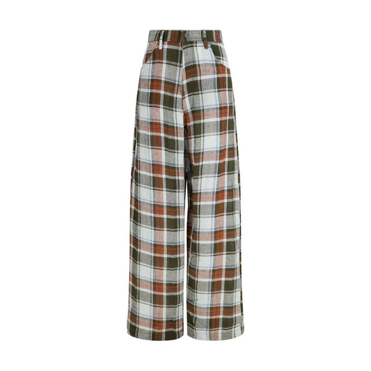Multicolor Linen Casual Pants