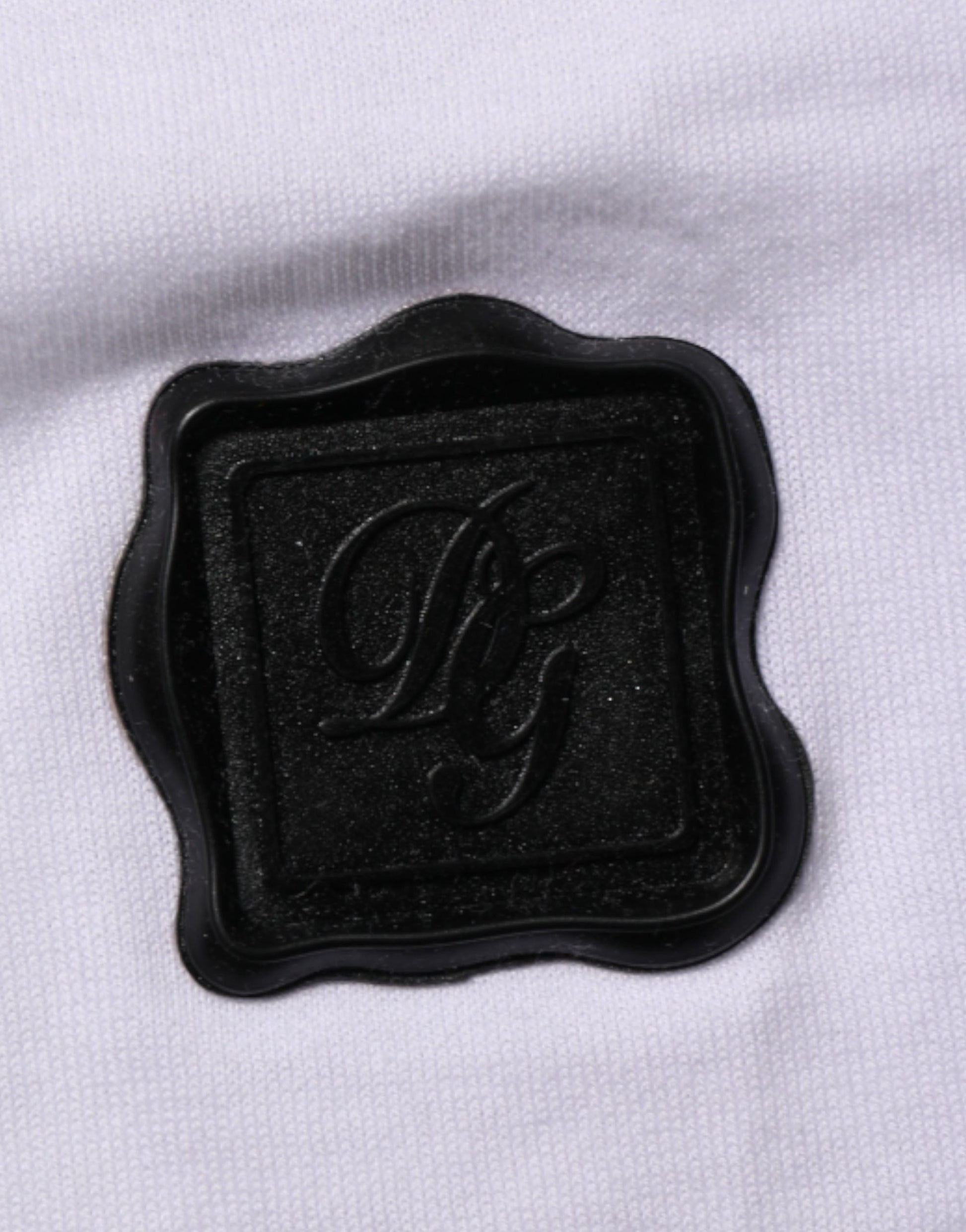 White Logo Patch Cotton Crew Neck T-shirt