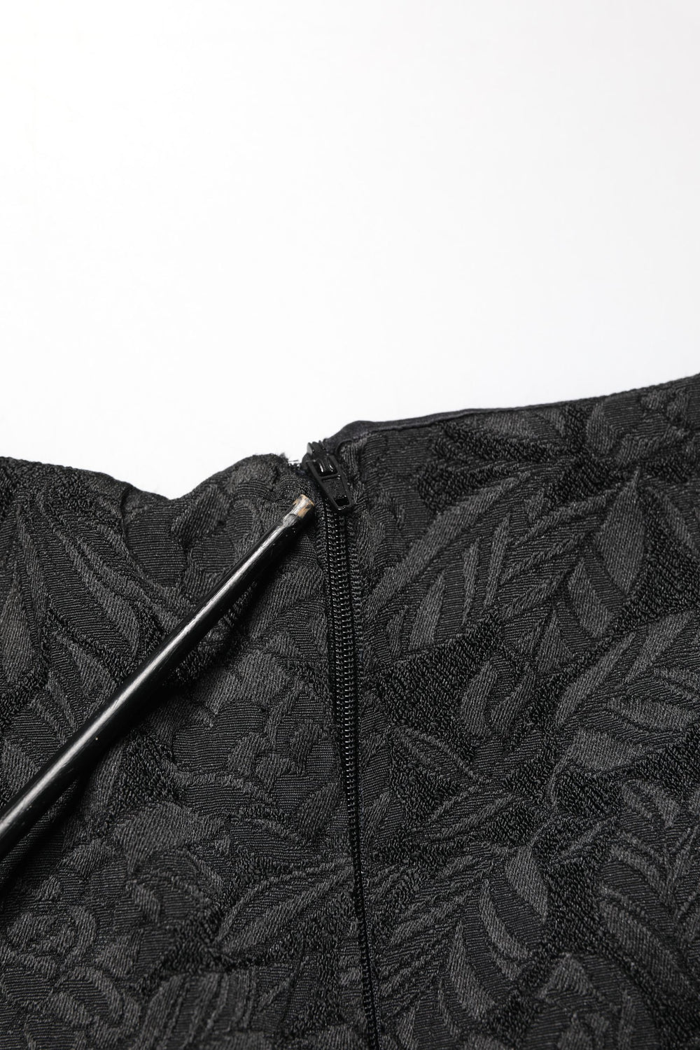 Black Floral Brocade Sheath Knee Length Dress