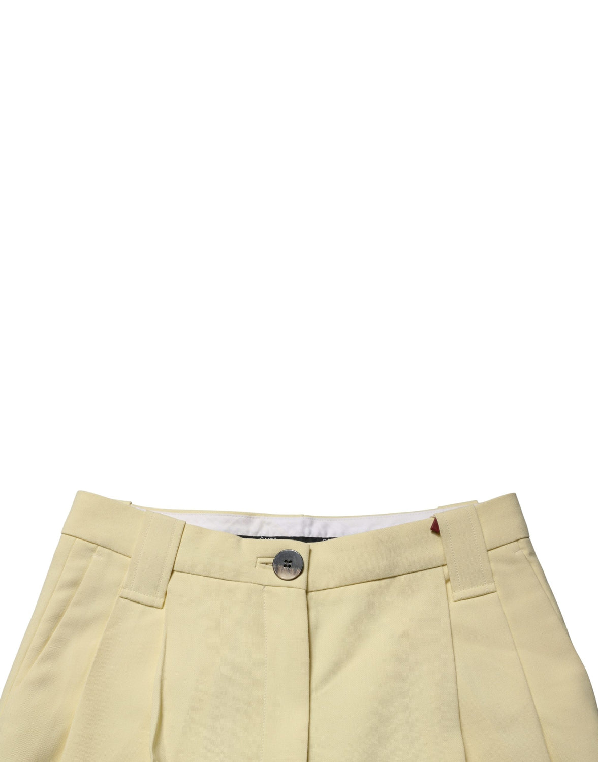 Yellow High Waisted Straight Pleated Trouser Pants