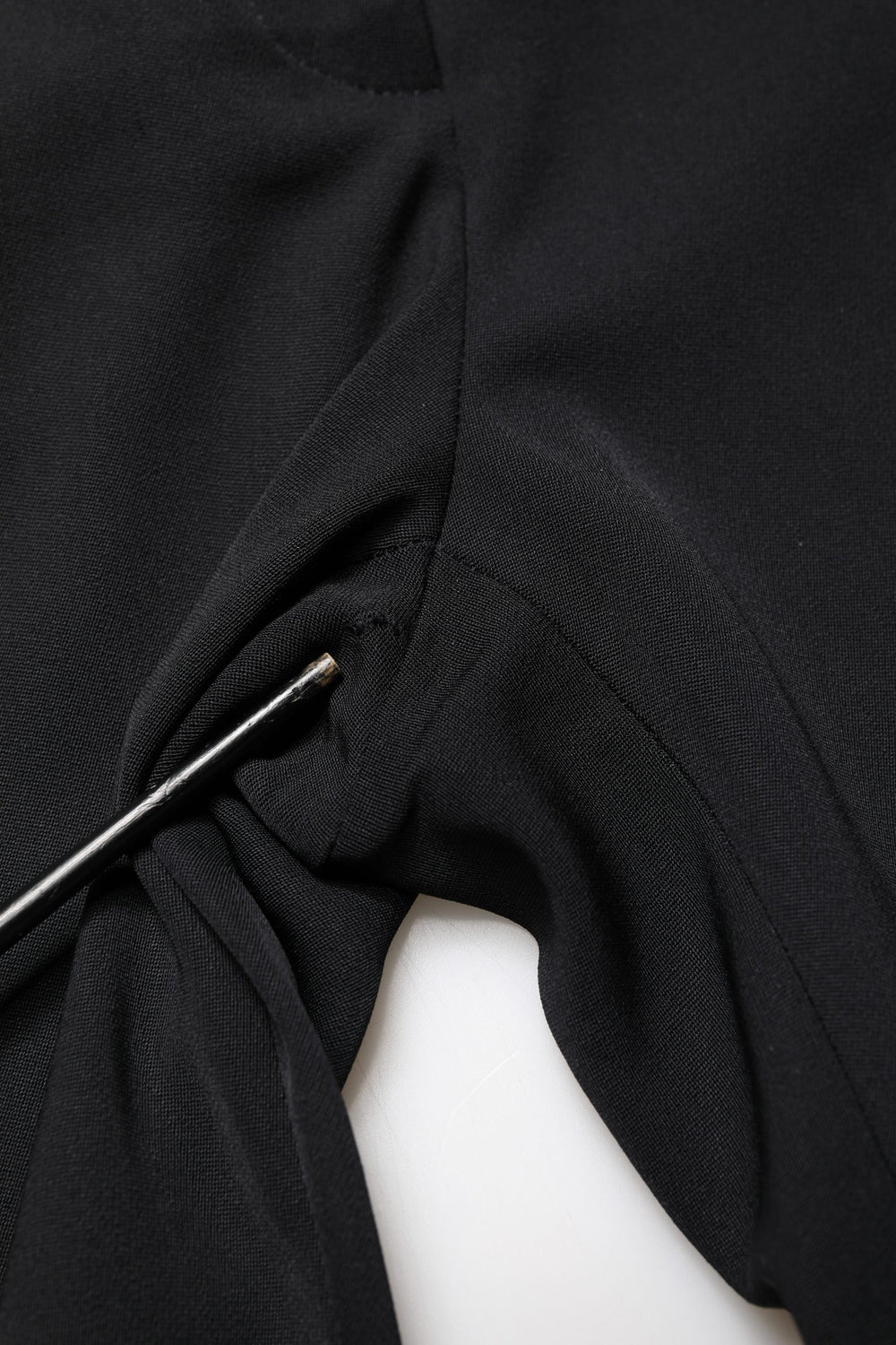Black Wool High Waist Cropped Tapered Pants
