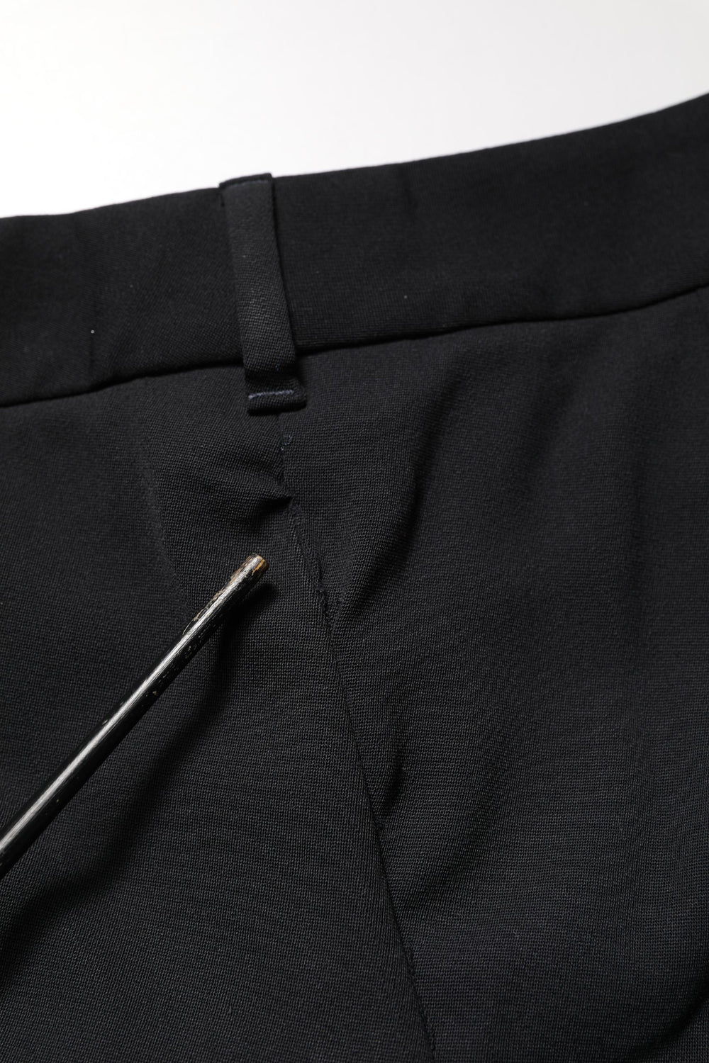 Black Wool High Waist Cropped Tapered Pants