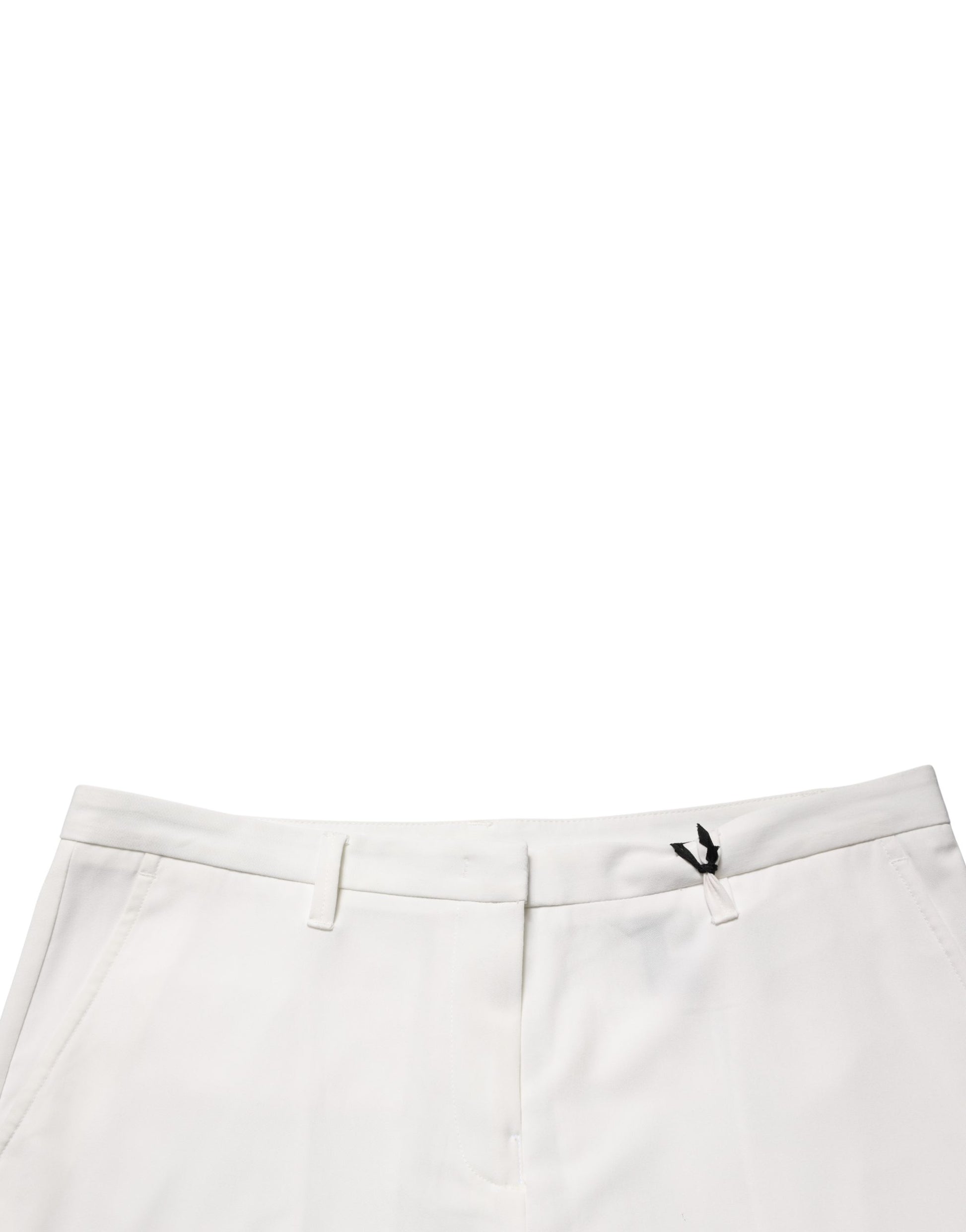 White Mid Waisted Wide Leg Chino Women Trouser Pants