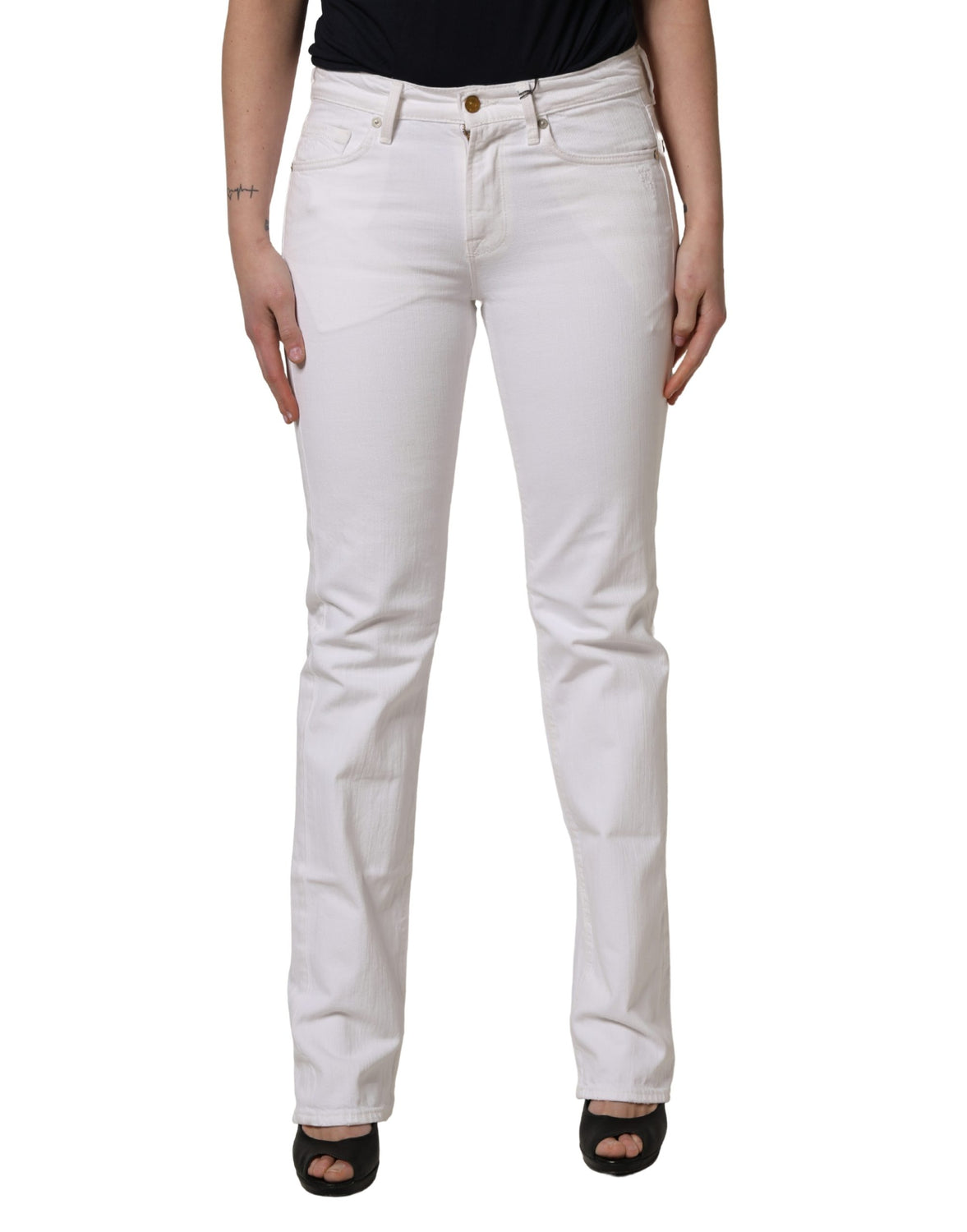 White Mid Waisted Skinny Denim Trouser Jeans