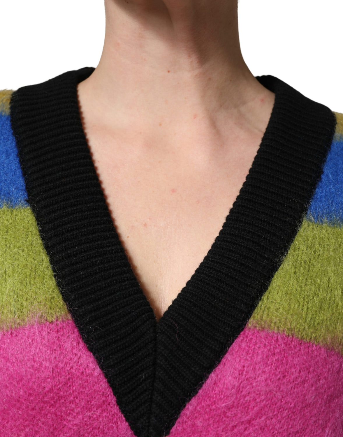 Multicolor Stripes V-neck Pullover Sweater