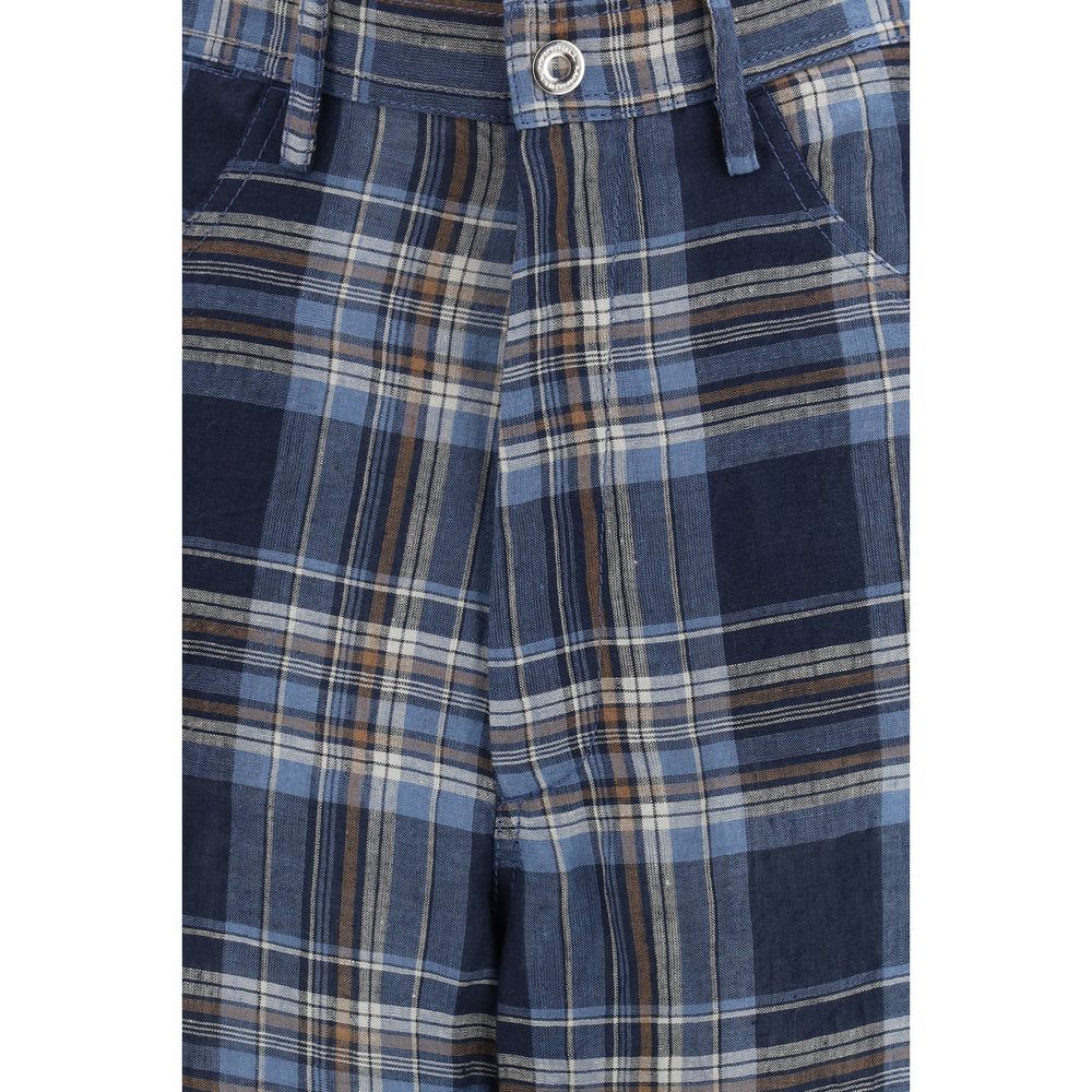 Blue Linen Casual Pants