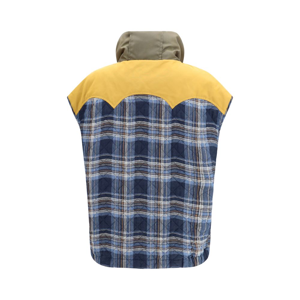 Blue Polyamide Sleeveless Jacket