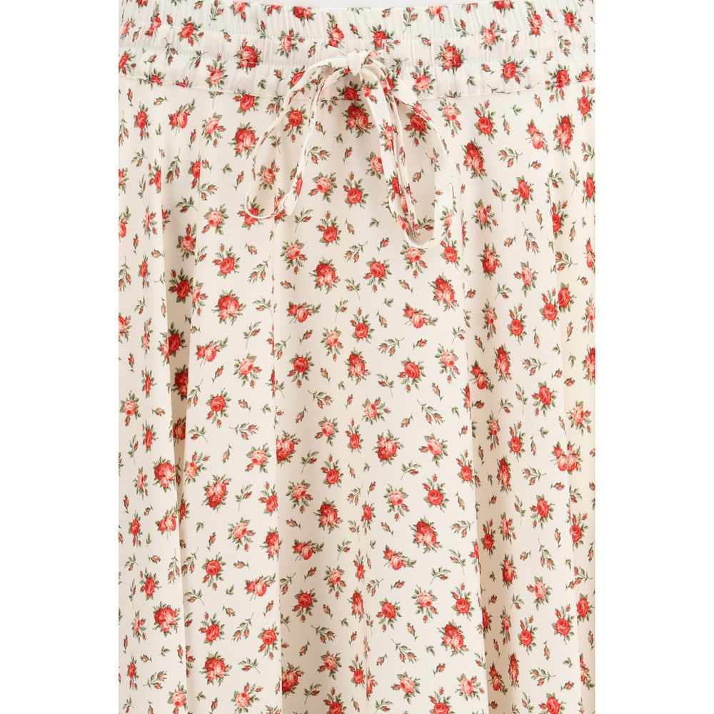 Multicolor Silk Midi Skirt