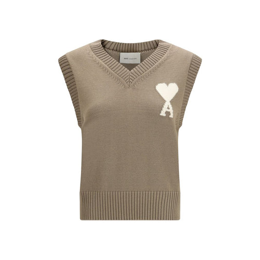 Beige Fleece Wool Sleeveles Sweater