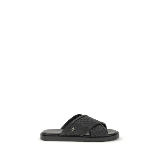 Black Calf Leather Bos Taurus Sandals
