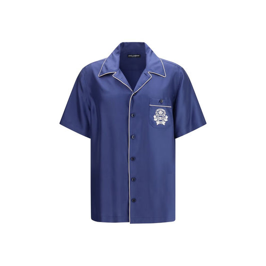 Blue Silk Shortsleeve Shirt