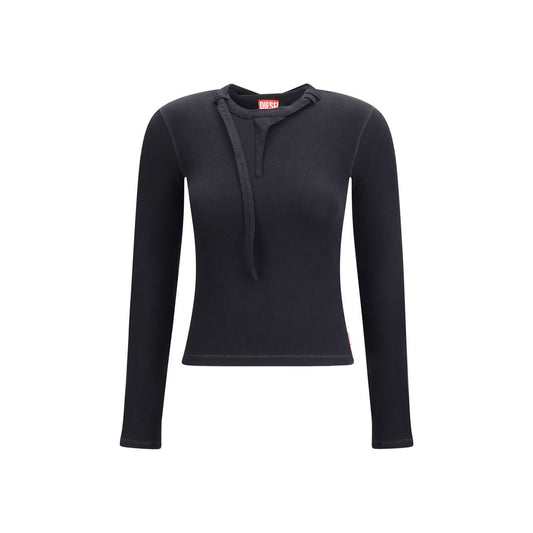 Black Cotton Long Sleeve T-Shirt