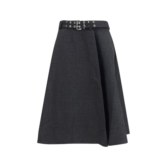 Gray Recycled Polyester Long Skirt