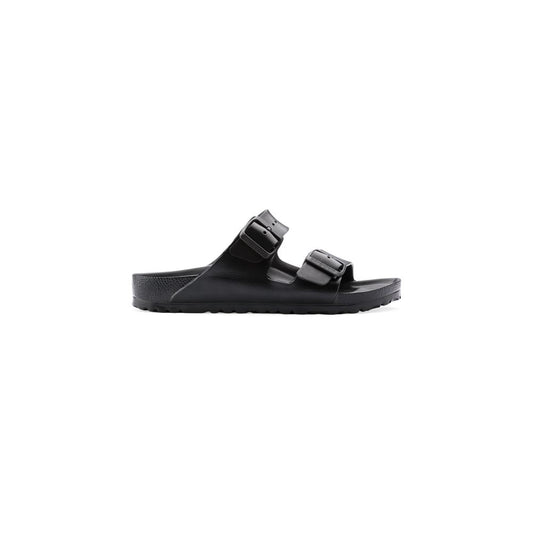 Black Polyester Flat Sandals