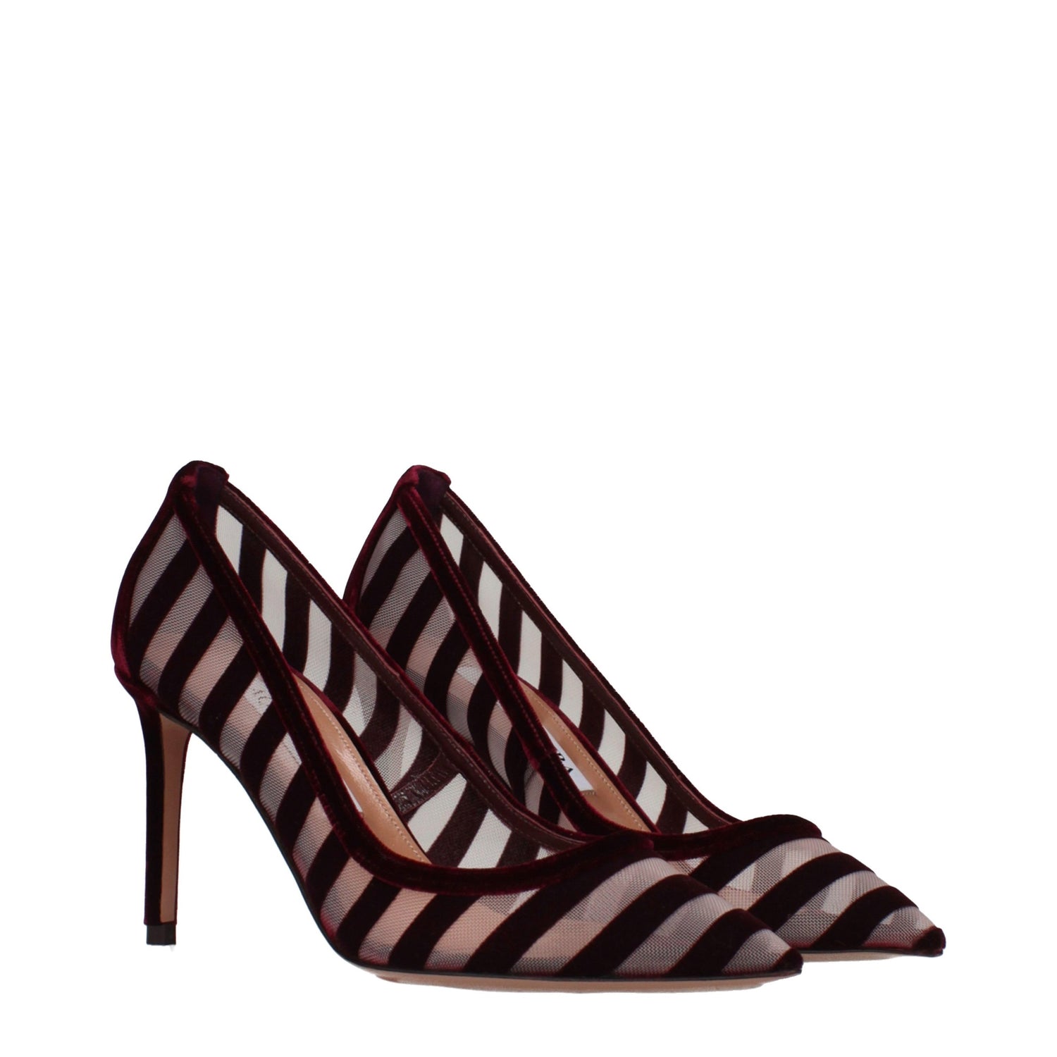 Transparent Velvet Mid Heel Pumps