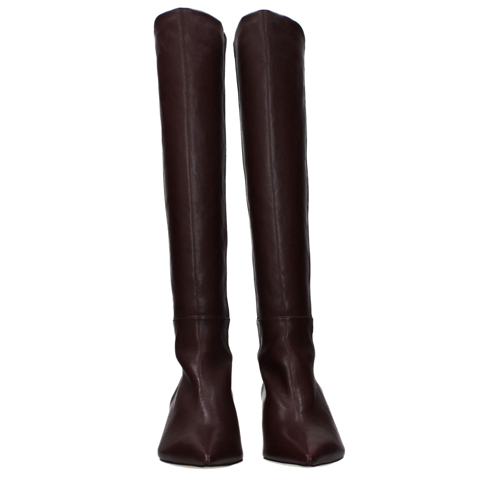 Red Leather High Heel Boots