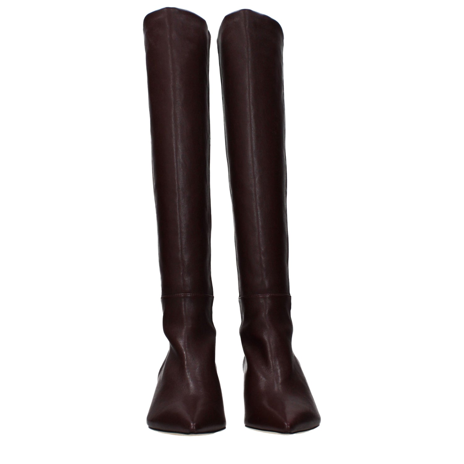 Red Leather High Heel Boots