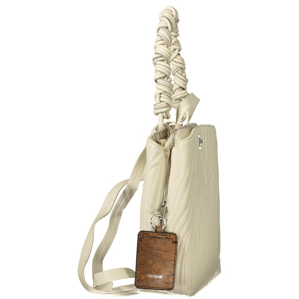 White Polyurethane Women Backpack
