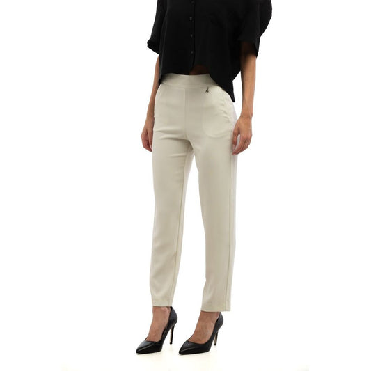 Gray Polyester Casual Pants