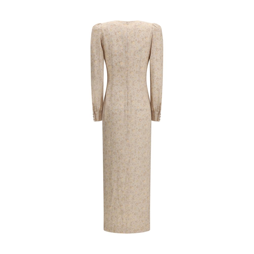 Beige Silk Casual Dress