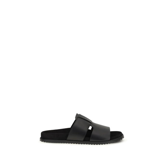 Black Calf Leather Bos Taurus Sandals