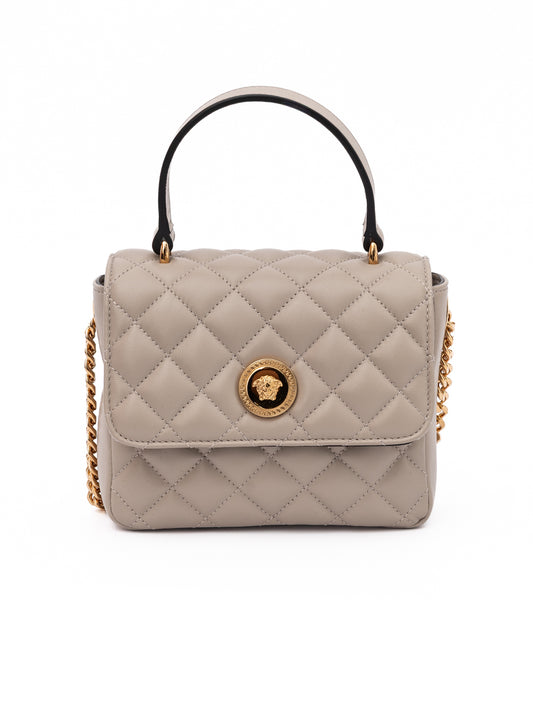 Taupe Quilted Leather Handbag