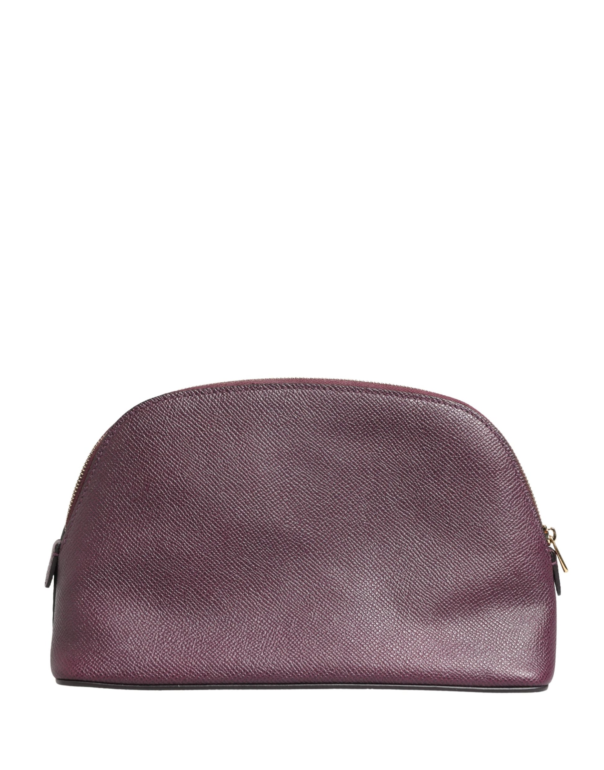 Dark Purple Leather DG Logo Zip Around Hand Purse Wallet