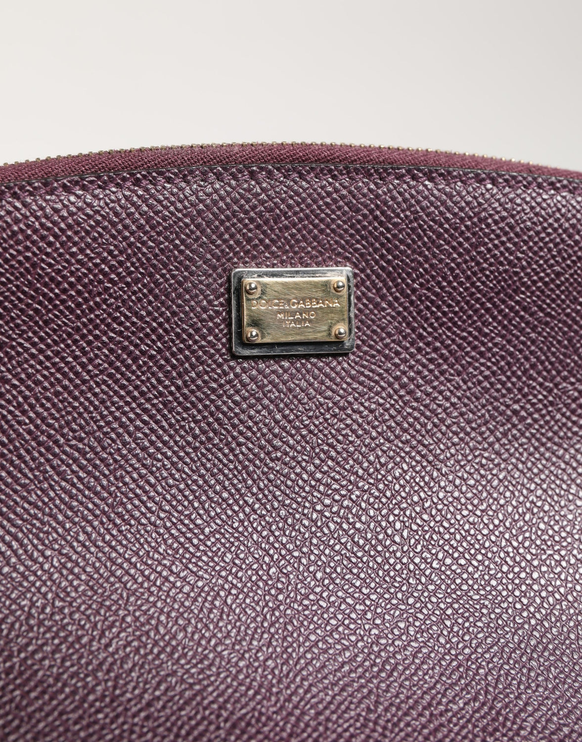 Dark Purple Leather DG Logo Zip Around Hand Purse Wallet