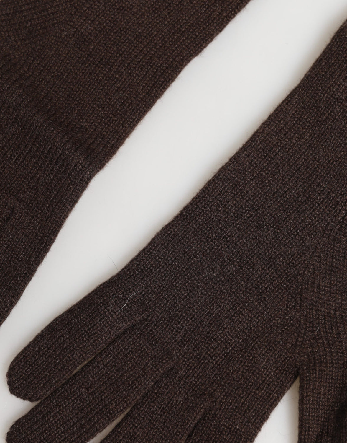 Brown Cashmere Knitted Elbow Length Mitten Gloves