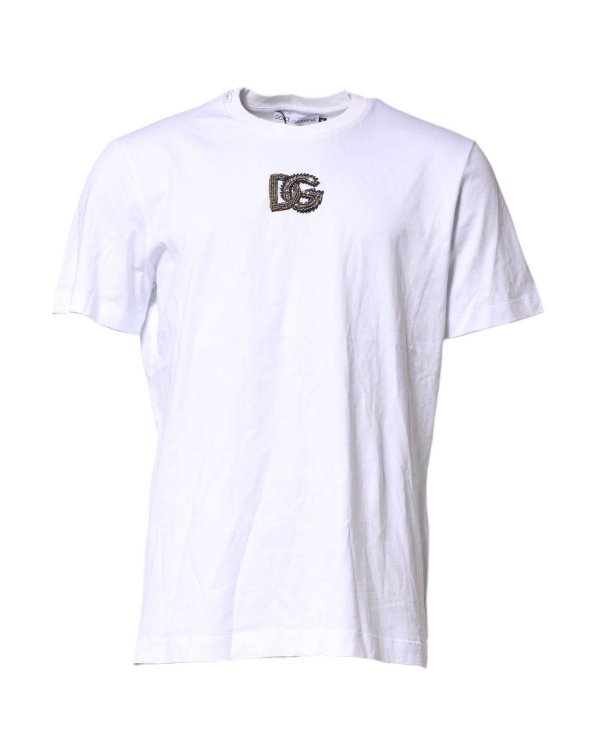 White Cotton DG Logo Embroidery Men  T-shirt