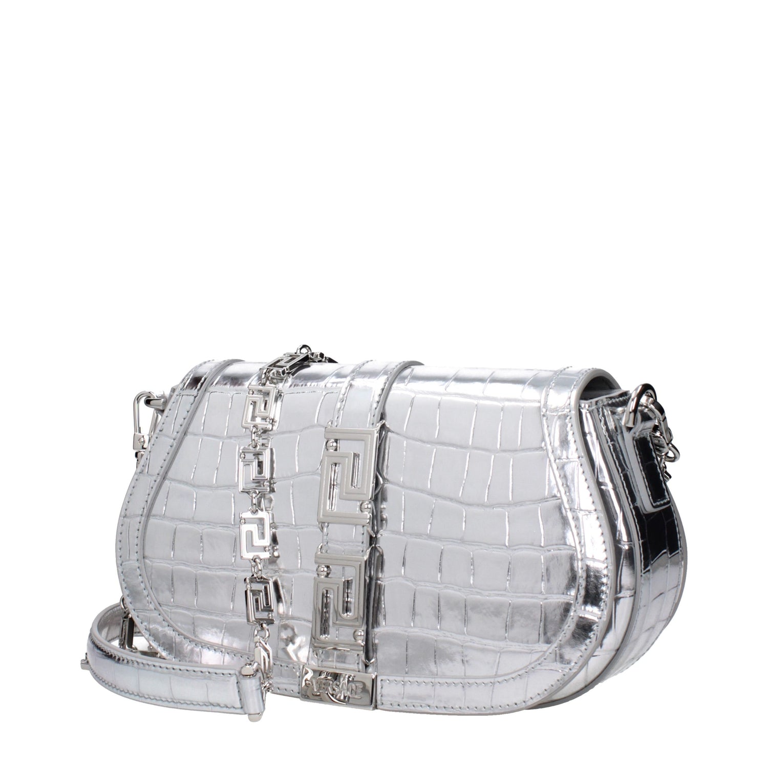 Gray Leather Shoulder Bag