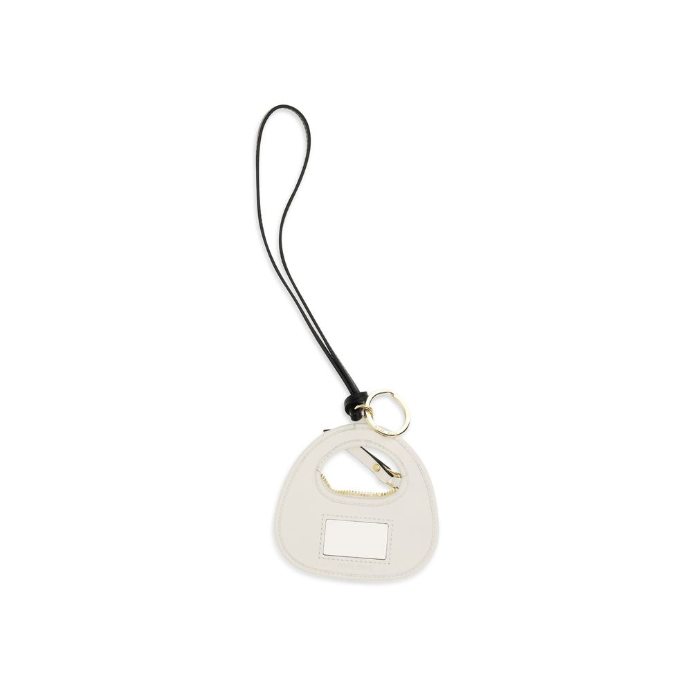 White Calf Leather Bos Taurus Keychain