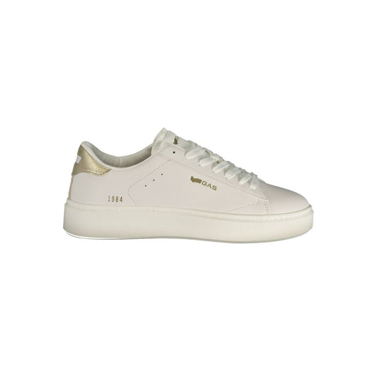 White Polyester Athletic Sneakers
