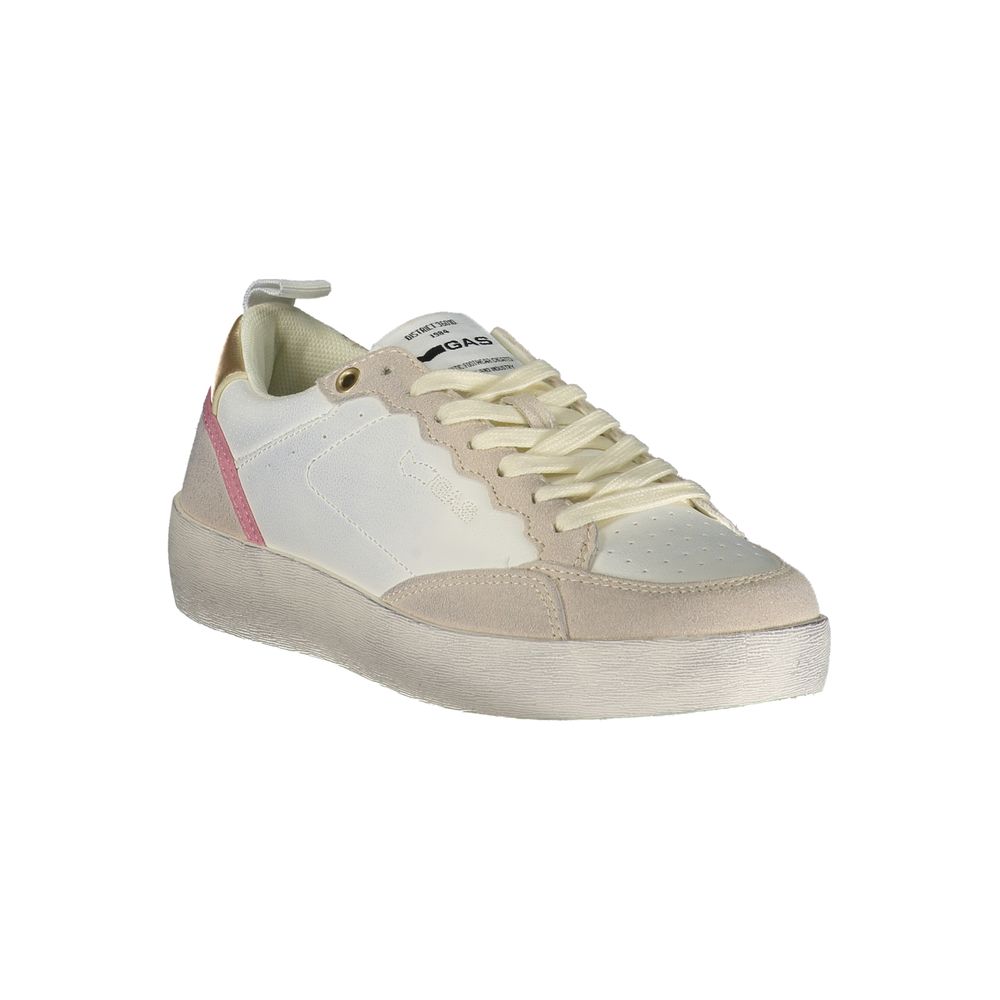 White Polyester Athletic Sneakers