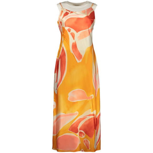 Orange Polyester Casual Dress