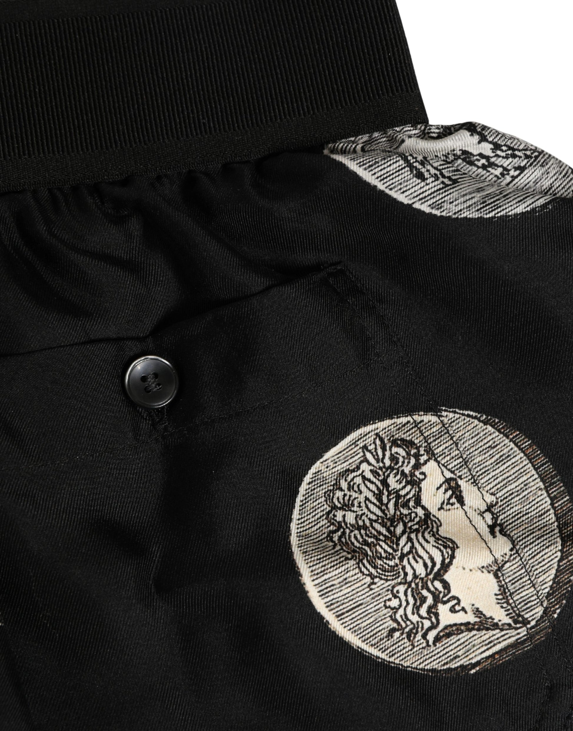 Black Ancient Coin Print Boxer Shorts Underwear