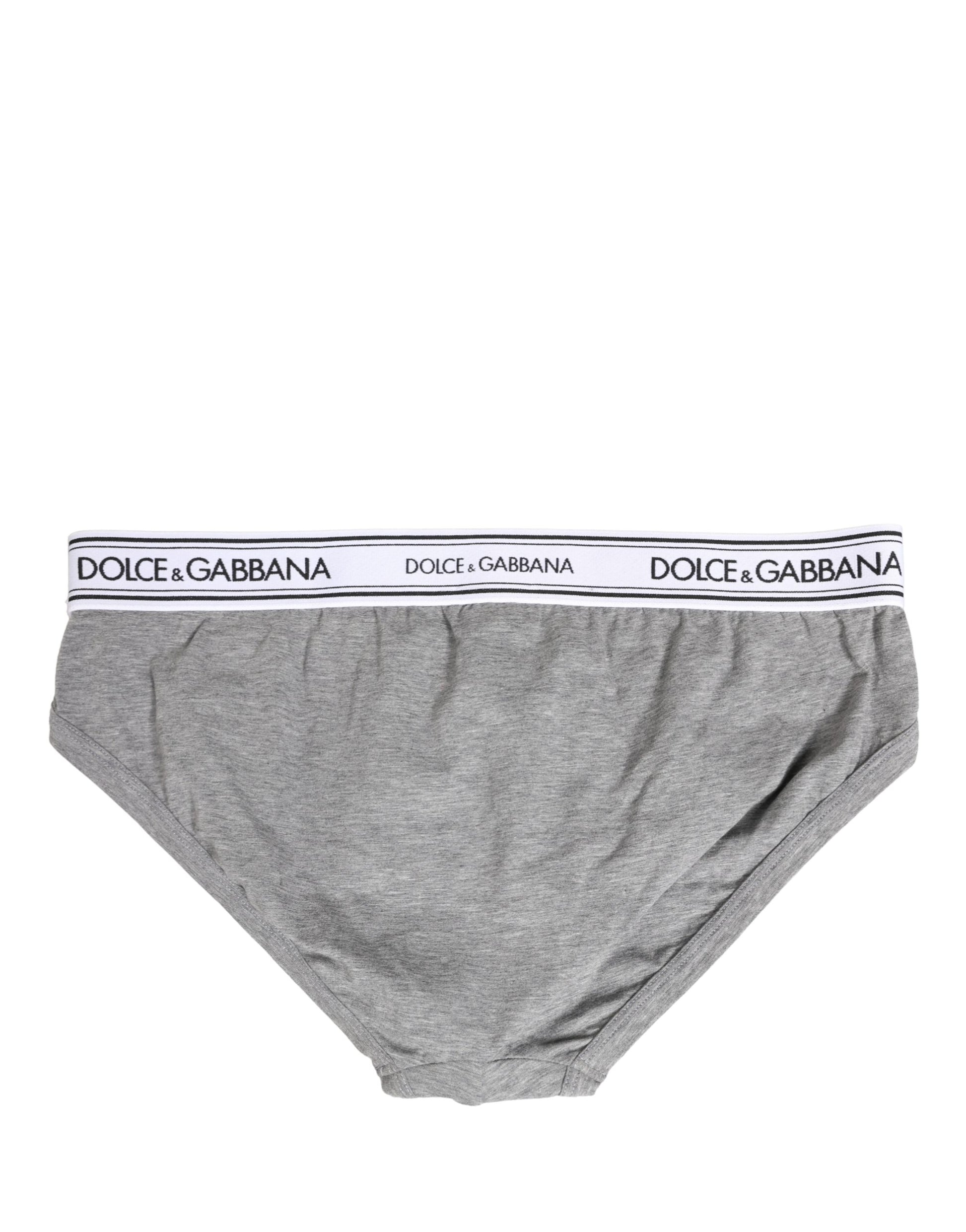 Gray Logo Waistband Men Midi Brief Underwear