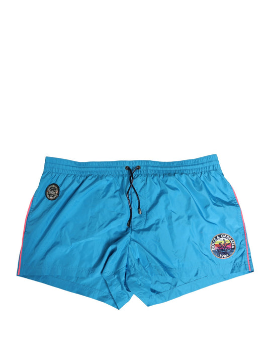 Blue Polyester Beachwear Men Shorts Swimwear