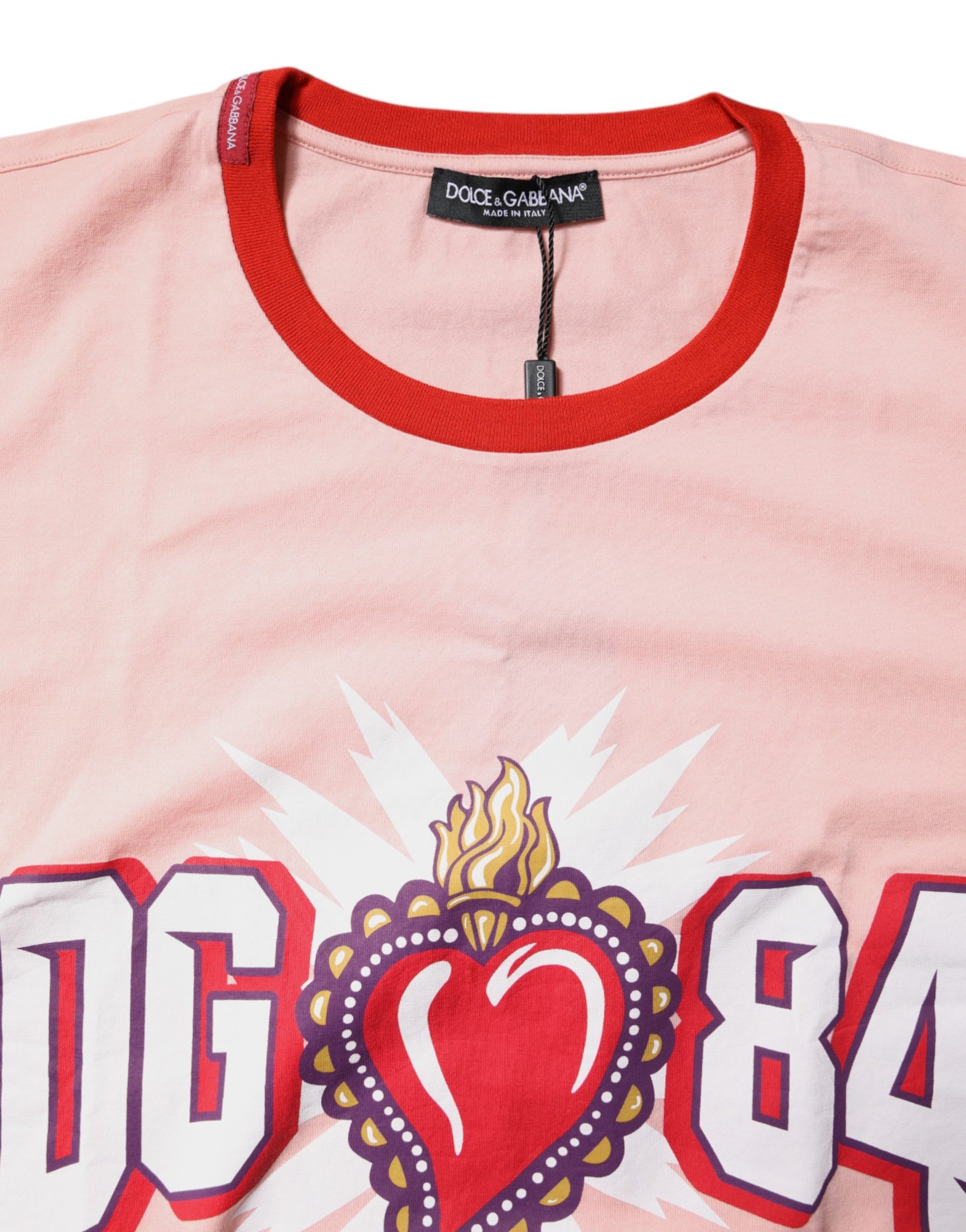 Pink DG 84 Sacred Heart Print Cotton T-shirt