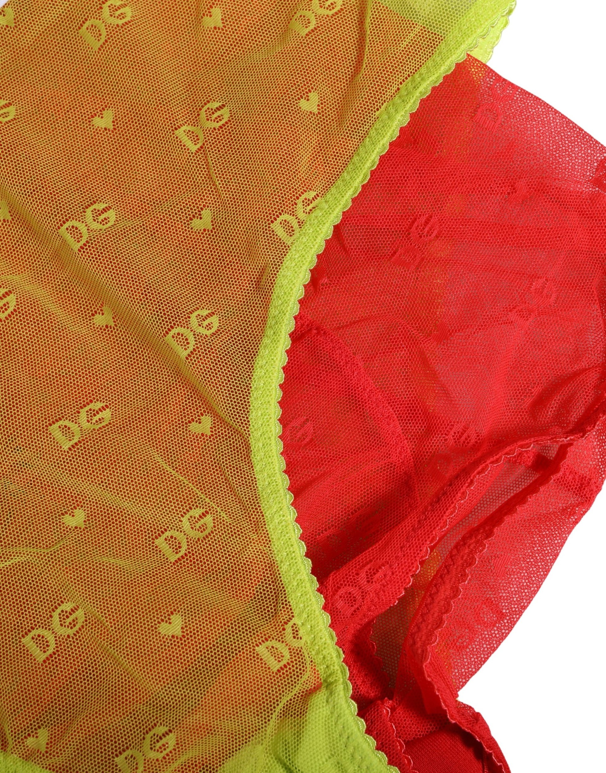 Red Yellow Tulle Mid Waist Panty Girdle Underwear