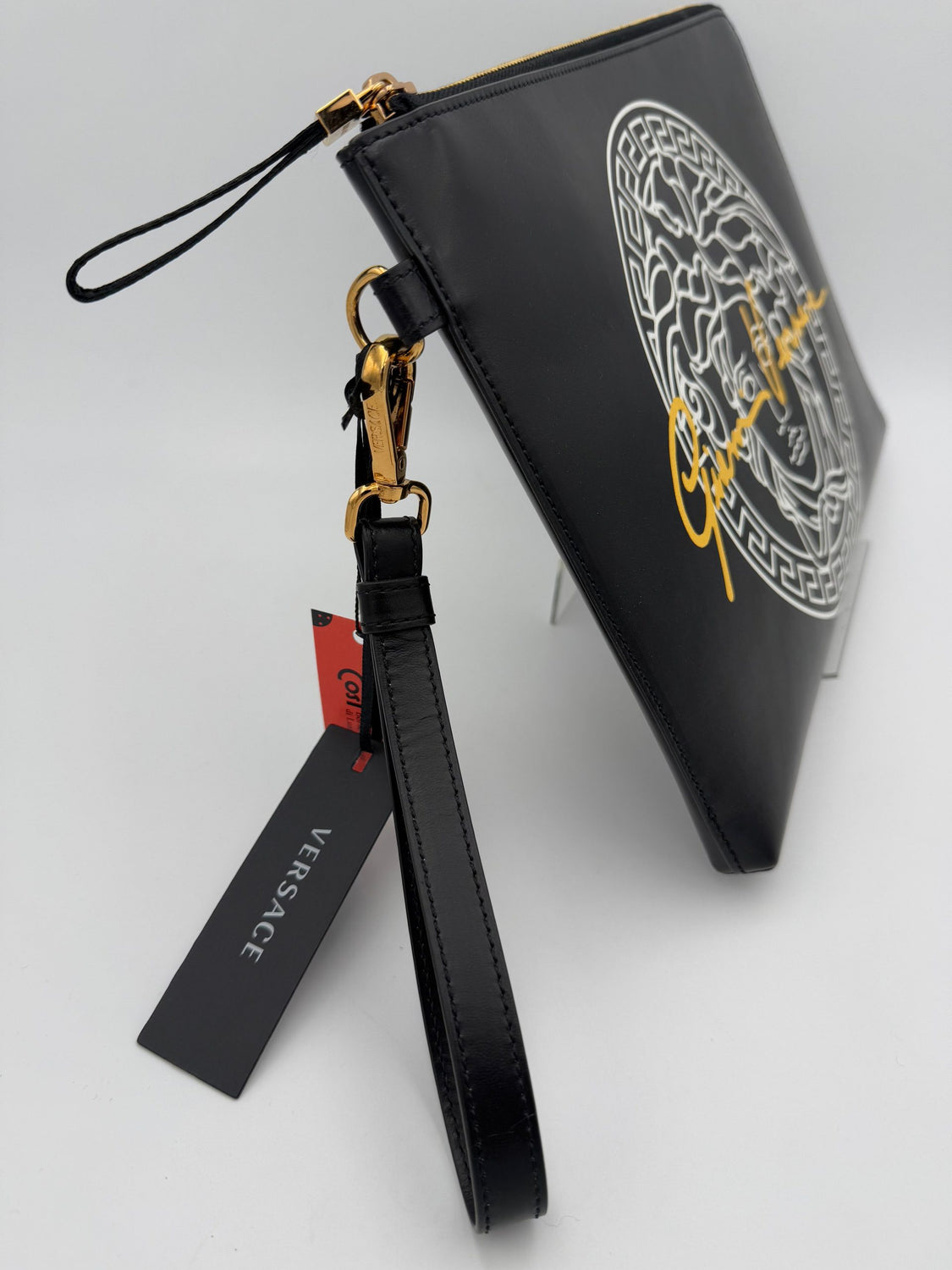 VERSACE LA MEDUSA Signature Leather Clutch
